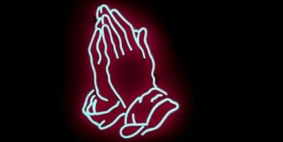 praying hand neon signage