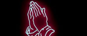 praying hand neon signage